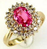 Estate 1.52Ct Diamond & AAA Pink Sapphire 14K Yellow Gold 3D Oval & Round Halo Fun Ring