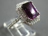 LARGE 4.05CT DIAMOND & AAA RHODOLITE 14KT WHITE GOLD DOUBLE HALO ENGAGEMENT RING