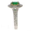 2.05CT DIAMOND & AAA EMERALD 18KT 2 TONE GOLD OVAL & ROUND HALO ENGAGEMENT RING