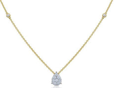 .32CT DIAMOND 14KT YELLOW GOLD CLUSTER INVISIBLE TEAR DROP BY THE YARD NECKLACE