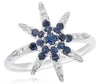 ESTATE .75CT DIAMOND & AAA SAPPHIRE 14KT WHITE GOLD 3D CLASSIC STAR FUN RING