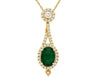 1.43CT DIAMOND & AAA EMERALD 14KT YELLOW GOLD 3D ROUND & OVAL FLOATING PENDANT