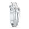ESTATE 2.5CT DIAMOND 14KT WHITE GOLD 3 STONE V SHAPE ENGAGEMENT WEDDING RING SET