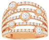 ESTATE LARGE 1.50CT DIAMOND 14KT ROSE GOLD 3D MULTI ROW BEZEL ANNIVERSARY RING