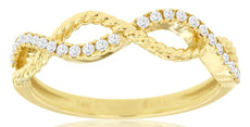 ESTATE .16CT DIAMOND 14KT YELLOW GOLD 3D CLASSIC ROUND DOUBLE INFINITY LOVE RING