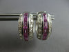 WIDE 1.1CT DIAMOND & AAA SAPPHIRE 14K WHITE GOLD ROUND & BAGUETTE 3 ROW EARRINGS
