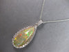 LARGE 8.51CT DIAMOND & AAA AUSTRALIAN OPAL 14KT WHITE GOLD HALO PENDANT #27692