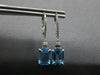 ESTATE 4.23CT DIAMOND & AAA BLUE TOPAZ 14K WHITE GOLD LEVERBACK HANGING EARRINGS