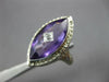 ANTIQUE LARGE 8.03CT OLD MINE DIAMOND & AMETHYST 14KT WHITE GOLD MARQUISE RING