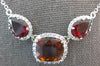 LARGE & LONG 16.10CT DIAMOND & AAA CITRINE & GARNET 14K WHITE GOLD HALO NECKLACE