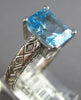 4.03CT DIAMOND & AAA BLUE TOPAZ 14KT WHITE GOLD CUSHION & ROUND ENGAGEMENT RING