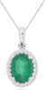 1.24CT DIAMOND & AAA EMERALD 14KT WHITE GOLD OVAL & ROUND HALO FLOATING PENDANT