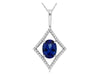 1.45CT DIAMOND & AAA TANZANITE 14KT WHITE GOLD OVAL & ROUND GEOMETRICAL PENDANT