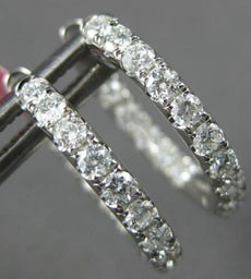 1.13CT DIAMOND 18K WHITE GOLD INSIDE OUT MULTI ROW ROUND HUGGIE HANGING EARRINGS