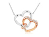 ESTATE .11CT DIAMOND 14K WHITE AND ROSE GOLD DOUBLE HEART LOVE KNOT FUN NECKLACE
