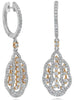 1.0CT DIAMOND 18K ROSE & WHITE GOLD 3D CLUSTER TEAR DROP HUGGIE HANGING EARRINGS