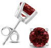 ESTATE 1.0CT AAA GARNET 14KT WHITE GOLD 3D CLASSIC ROUND 4 PRONG STUD EARRINGS