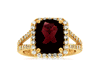 LARGE 5.70CT DIAMOND & AAA GARNET 14KT YELLOW GOLD CUSHION & ROUND HALO FUN RING