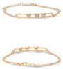 .14CT DIAMOND 14KT ROSE GOLD 3D ROUND PAVE TRIPLE HEART ADJUSTABLE LOVE BRACELET