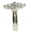 LARGE .91CT DIAMOND 18K WHITE GOLD ROUND & BAGUETTE MULTI SQUARE FLOWER FUN RING