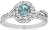1.03CT DIAMOND & AAA AQUAMARINE 14KT WHITE GOLD ROUND DOUBLE HALO INFINITY RING