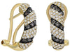 .83CT WHITE & CHOCOLATE FANCY DIAMOND 14KT YELLOW GOLD 3D SEMI CIRCULAR EARRINGS