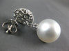 LARGE .30CT DIAMOND & SOUTH SEA PEARL 18K WHITE GOLD DOME SHAPE HANGING EARRINGS