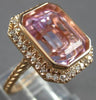 LARGE 9.62CT DIAMOND & AAA KUNZITE 14KT ROSE GOLD 3D HALO SQUARE ENGAGEMENT RING