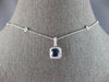 1.51CT DIAMOND & AAA SAPPHIRE 18K WHITE GOLD 3D CUSHION BY THE YARD LOVE PENDANT