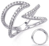 ESTATE .56CT DIAMOND 14KT WHITE GOLD 3D DOUBLE LEAF CRISS CROSS LOVE RING
