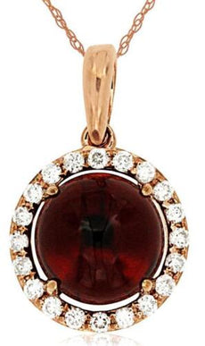 2.22CT DIAMOND & AAA GARNET 14KT ROSE GOLD CLASSIC ROUND HALO FLOATING PENDANT