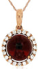 2.22CT DIAMOND & AAA GARNET 14KT ROSE GOLD CLASSIC ROUND HALO FLOATING PENDANT