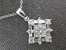 .81CT DIAMOND 18KT WHITE GOLD ROUND BAGUETTE & PRINCESS SQUARE FLOATING PENDANT