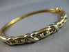 WIDE .77CT DIAMOND & AAA SAPPHIRE 14K 2 TONE GOLD XO CUFF BANGLE BRACELET #27655