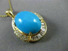 ESTATE EXTRA LARGE 11.27CT DIAMOND & AAA TURQUOISE 14K YELLOW GOLD PENDANT 24819