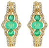 .61CT DIAMOND & AAA EMERALD 14K YELLOW GOLD 3D OVAL & ROUND 3 STONE FUN EARRINGS