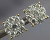 ESTATE LARGE 2.01CT DIAMOND 14KT YELLOW GOLD ROUND CLUSTER FLOWER STUD EARRINGS
