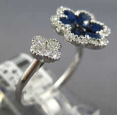 1.04CT DIAMOND & AAA SAPPHIRE 18KT WHITE GOLD DOUBLE FLOWER 4 LEAF CLOVER RING