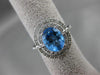 ESTATE 3.44CT DIAMOND & AAA BLUE TOPAZ 14KT WHITE GOLD DOUBLE HALO FUN RING