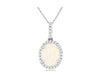 1.88CT DIAMOND & AAA OPAL 14KT WHITE GOLD 3D OVAL & ROUND HALO FLOATING PENDANT