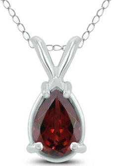 .50CT AAA GARNET 14KT WHITE GOLD PEAR SHAPE SOLITAIRE FLOATING PENDANT