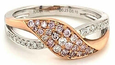 .33CT WHITE & PINK DIAMOND 18KT WHITE & ROSE GOLD LEAF CRISS CROSS INFINITY RING