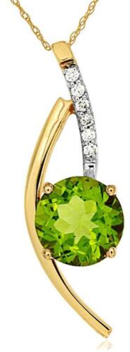 1.55CT DIAMOND & AAA PERIDOT 14KT YELLOW GOLD SOLITAIRE CRISS CROSS LOVE PENDANT
