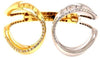 ESTATE .48CT DIAMOND 18KT 2 TONE GOLD DOUBLE TEAR DROP FUN CUFF BANGLE BRACELET