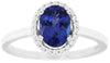 1.42CT DIAMOND & AAA TANZANITE 14KT WHITE GOLD OVAL & ROUND HALO ENGAGEMENT RING