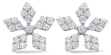 ESTATE .65CT DIAMOND 14KT WHITE GOLD 3D SNOWFLAKE FUN CLASSIC STUD EARRINGS