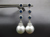 ESTATE LARGE 3.06CT DIAMOND & AAA SAPPHIRE & SOUTH SEA PEARL 18KT WHITE GOLD EARRINGS