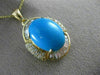 ESTATE EXTRA LARGE 11.27CT DIAMOND & AAA TURQUOISE 14K YELLOW GOLD PENDANT 24819