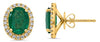 2.97CT DIAMOND & AAA EMERALD 18KT YELLOW GOLD OVAL & ROUND FLOWER STUD EARRINGS