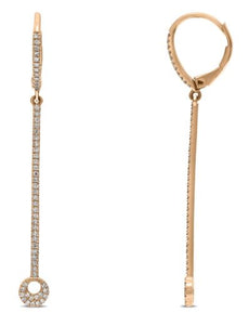 .28CT DIAMOND 14KT ROSE GOLD ROUND CIRCULAR BAR FUN LEVERBACK HANGING EARRINGS